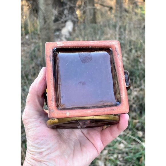 Vintage Redware Pottery Instant coffee Jar Grinder Shaped Retro - Picture 7 of 8